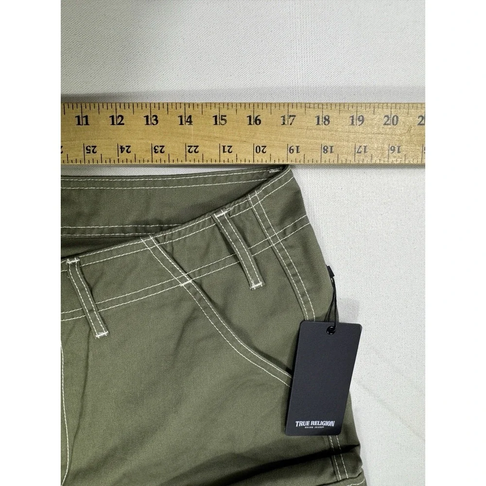 True Religion Men Cargo Pants 34x32 Green Kalamata Utility Workwear Straight NWT